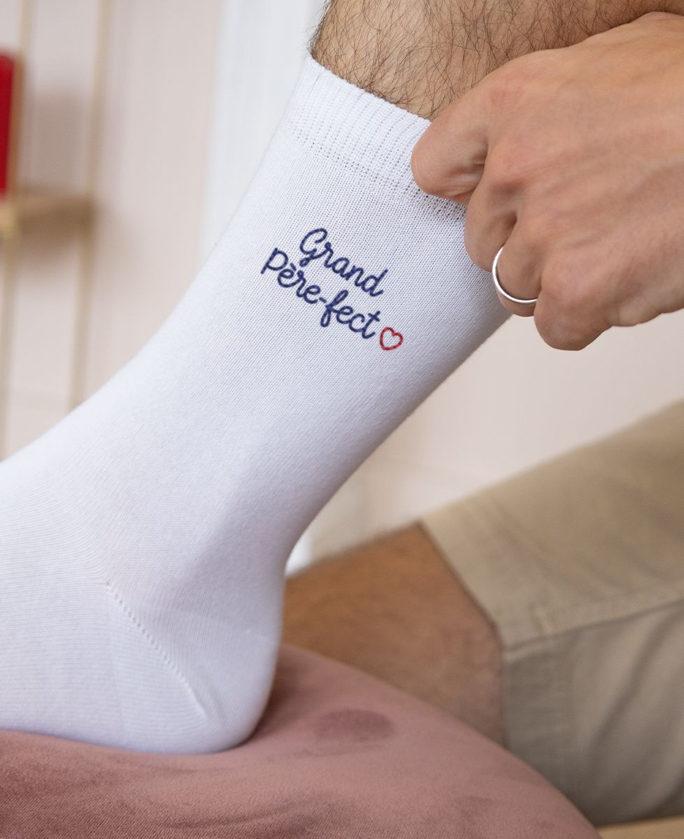 Chaussettes homme Grand père-fect (brodé) - Cadeaux Papy