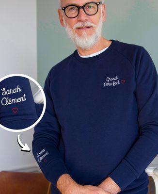 Sweatshirt homme Grand-père fect et prénoms brodés sur la manche - Cadeaux Papy