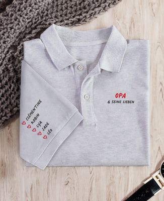 Poloshirt Herren Opa und seine gestickten Herzchen auf dem Ärmel - Geschenk Opa
