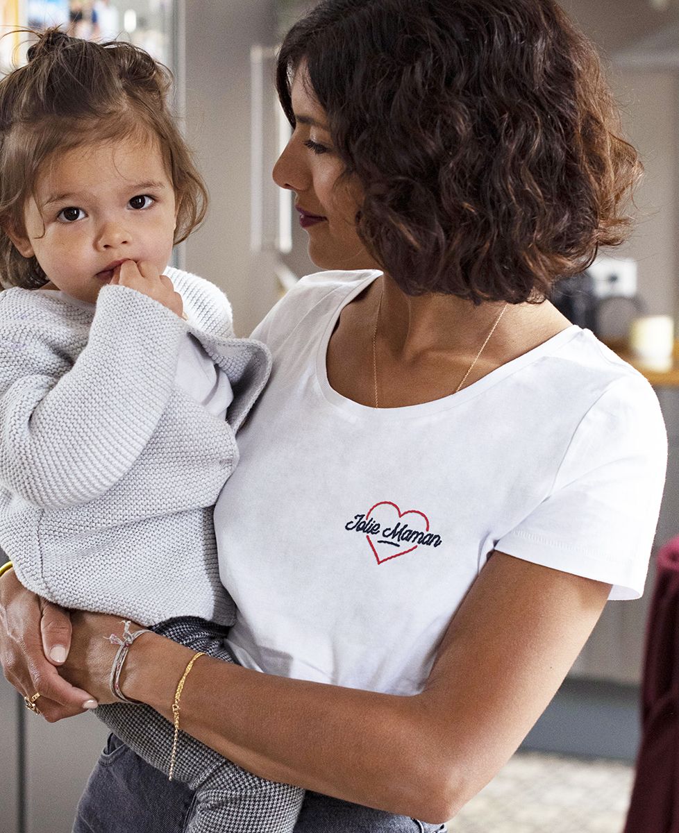 T-shirt femme Jolie maman (brodé) - Cadeaux Maman, Future Maman