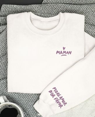 Women's sweatshirt More amor por favor personalized (velvet effect) - Mom's gifts