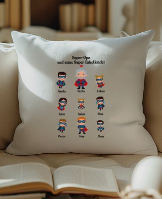 Kissen Super-Opa und seine Super-Enkelkinder - Geschenk Opa