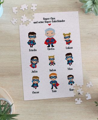 Puzzle Super-Opa und seine Super-Enkelkinder - Geschenk Opa