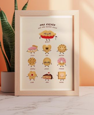 Fotorahmen Oma Kuchen und ihre kleinen Kekse personalisiert - Geschenke Oma