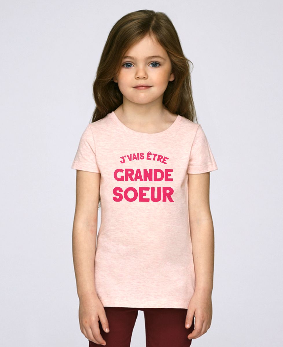 T-shirt Enfant "Je Vais être Grande Sœur" - Cadeau Pour Future Grande Sœur, 100% Coton, Coupe Classique