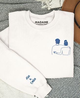 Women's sweatshirt Embroidered couple and first name on sleeve - Couple gifts