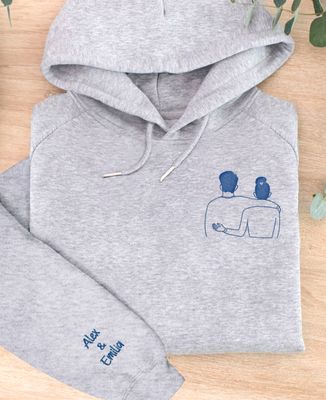 Women's Hoodie Embroidered couple and first name on sleeve - Couple gifts