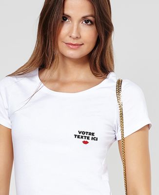 T-Shirt femme Message brodé personnalisé bouche