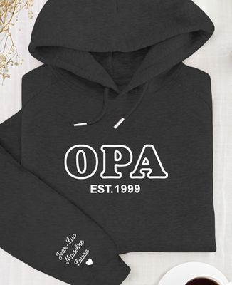 Hoodie voor heren Opa en voornamen van de kinderen - Opa's geschenk