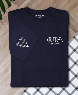 Heren-T-shirt Opa en voornamen van de kinderen - Opa's geschenk
