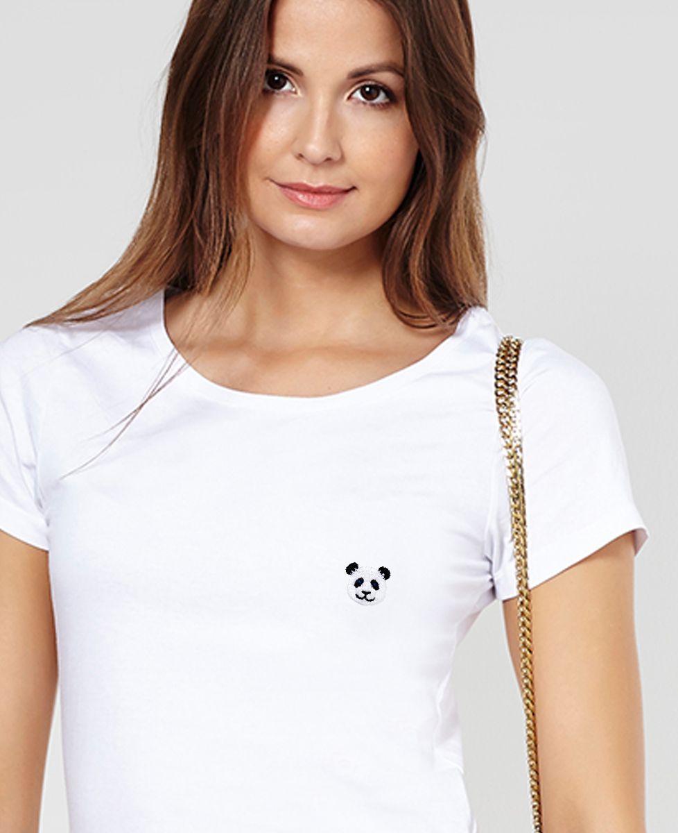 T-Shirt Frau Panda (bestickt) - Tiere