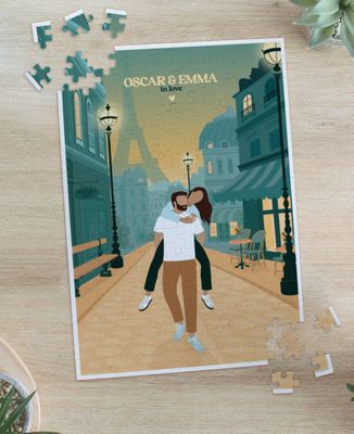 Puzzle Couple carrying on the back - Couple gifts