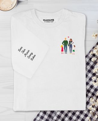 T-Shirt für Männer Personalisierte Familie und Vorname auf dem Ärmel