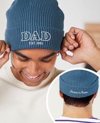Winter hat Dad and children's names embroidered - Gifts for Dad