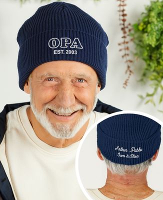 Mütze Opa und gestickte Vornamen der Kinder - Geschenk Opa