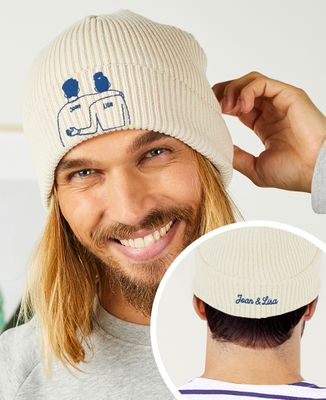 Winter hat Couple and embroidered names - Couple gifts
