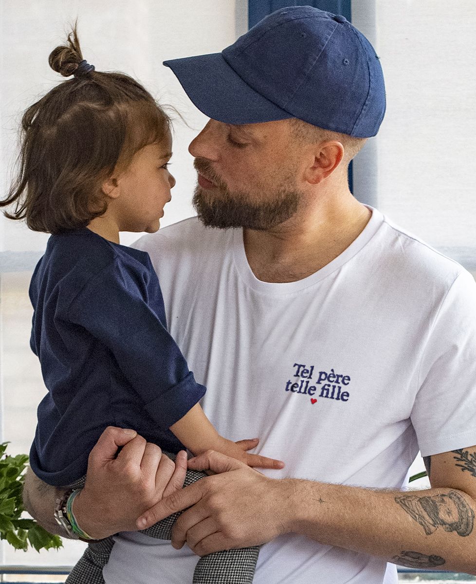 T-shirt homme Tel père telle fille (brodé) - Cadeaux Maman, Cadeaux Couple, Duo assortis