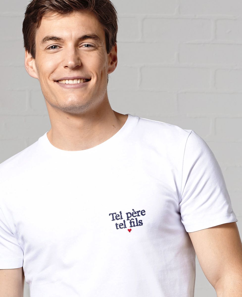 T-shirt homme Tel père tel fils (brodé) - Cadeaux Papa, Cadeaux Couple, Duo assortis