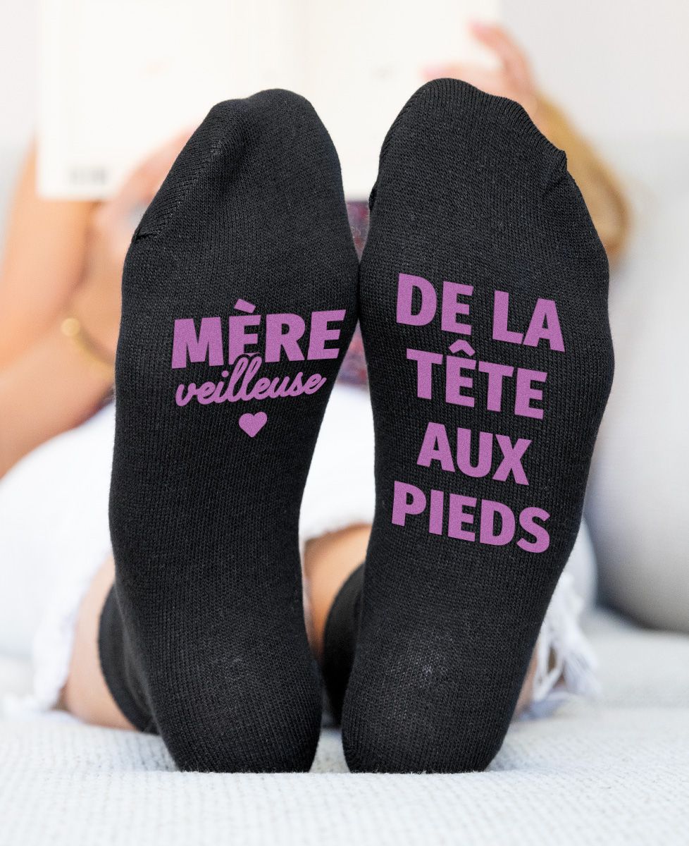 Chaussettes femme Mère-veilleuse (de la tête aux pieds) - Cadeaux Maman, Cadeaux Couple