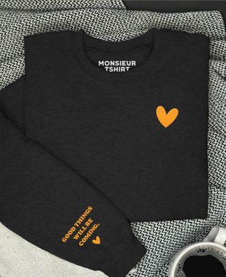 Men's sweatshirt Heart and names on sleeves