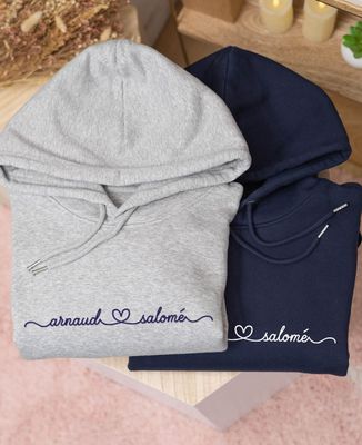 Men's hoodie Customized linked names - Couple gifts