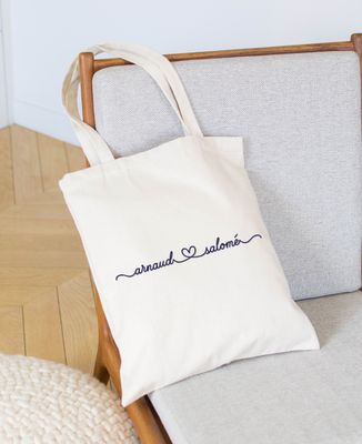 Tote bag Customized linked names - Couple gifts