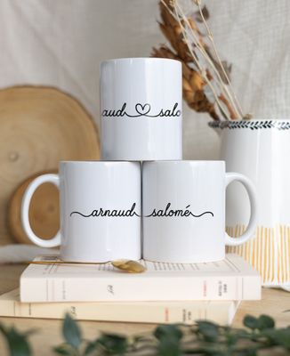 Mug Customized linked names - Couple gifts