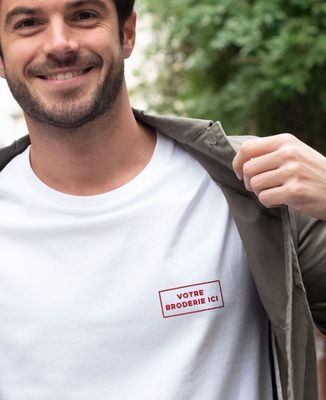 T-Shirt homme Message brodé personnalisé encadré