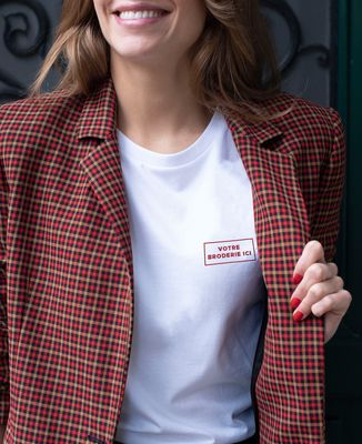T-Shirt femme Message brodé personnalisé encadré