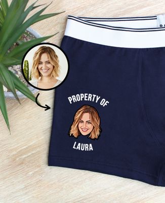 Boxers Face property of and message inside - Couple gifts