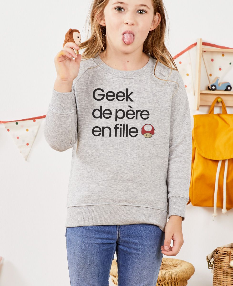 Sweatshirt enfant Geek de père en fille - Cadeaux Papa, Geek & Jeux vidéo, Duo assortis