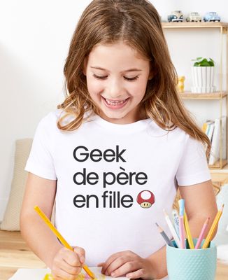 T-shirt enfant Geek de père en fille - Cadeaux Papa, Geek & Jeux vidéo, Duo assortis