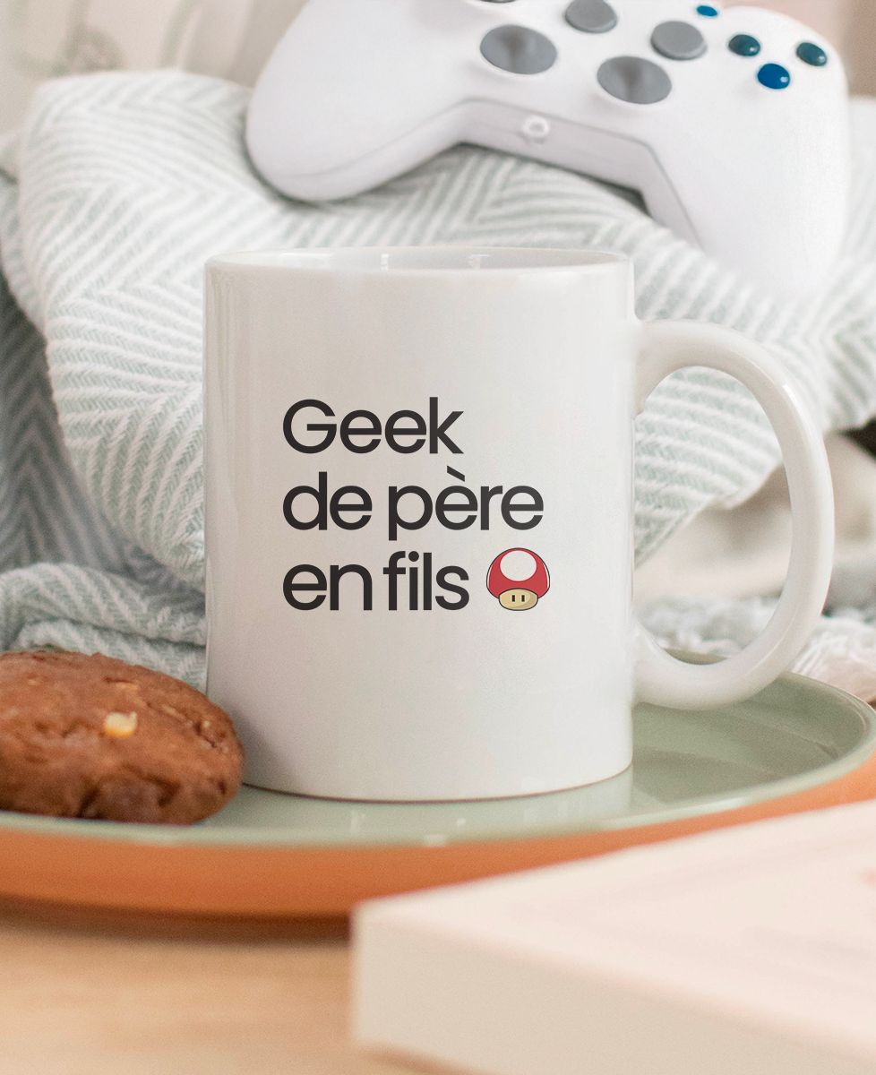 Mug Geek de père en fils - Cadeaux Papa, Geek & Jeux vidéo, Duo assortis