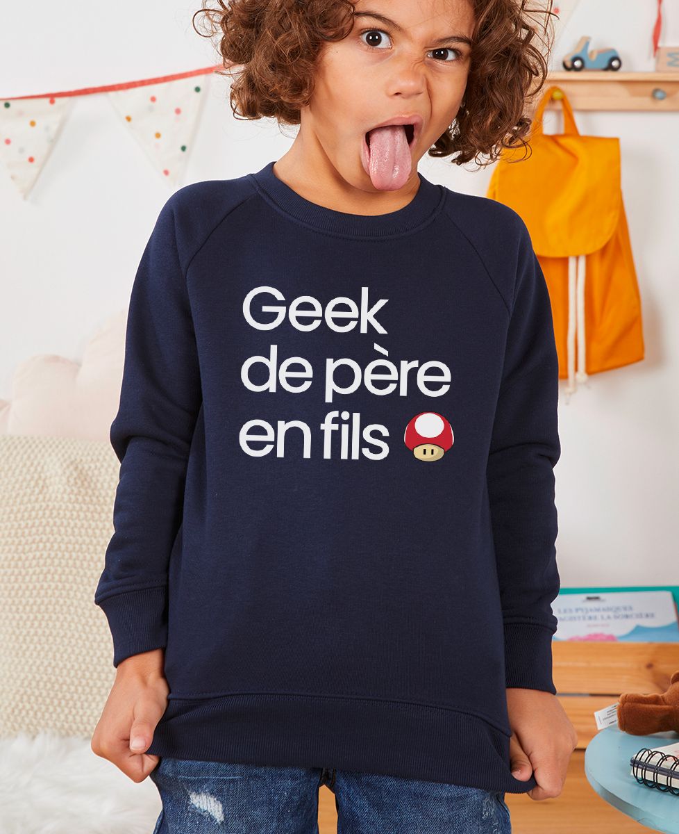 Sweatshirt enfant Geek de père en fils - Cadeaux Papa, Geek & Jeux vidéo, Duo assortis