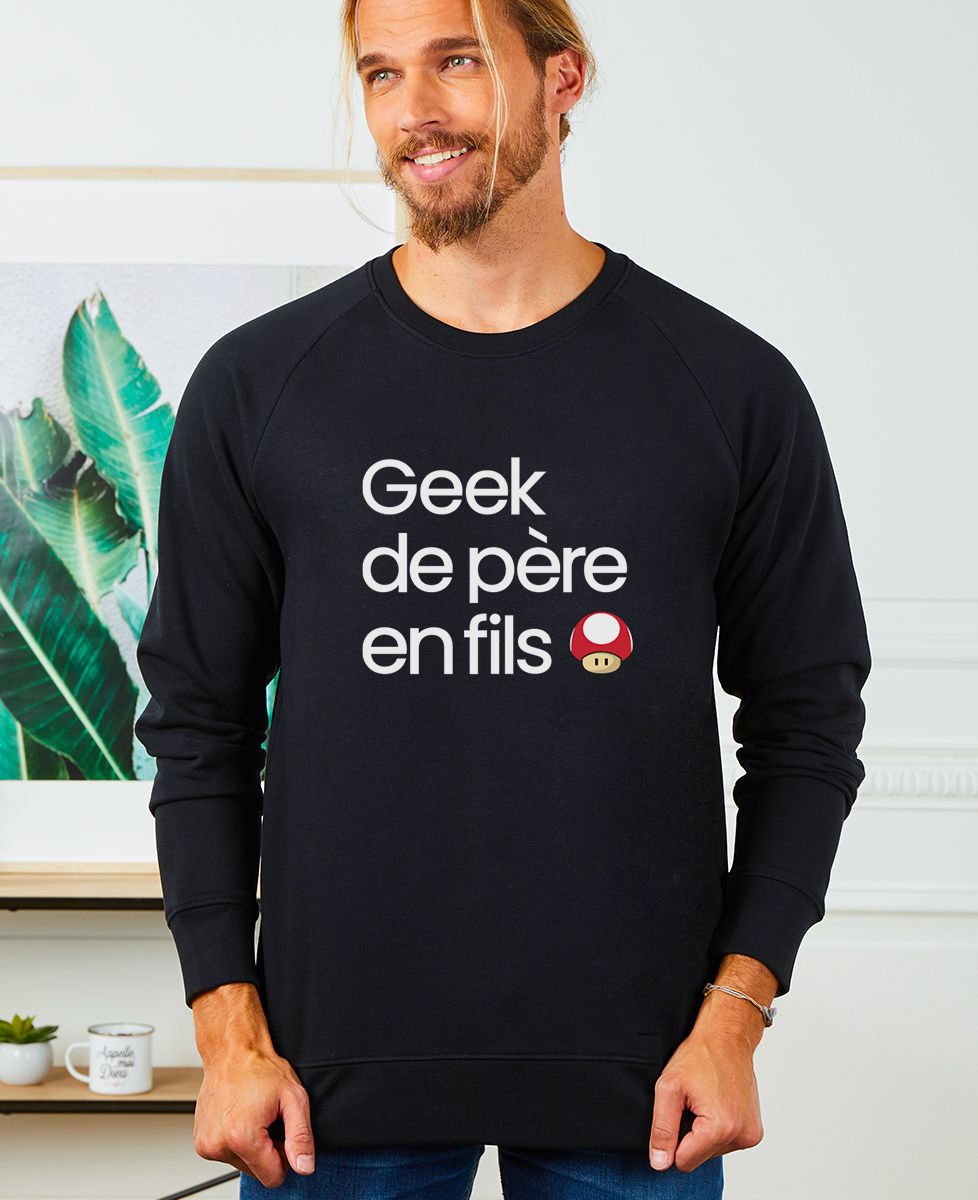 Sweatshirt homme Geek de père en fils - Cadeaux Papa, Geek & Jeux vidéo, Duo assortis