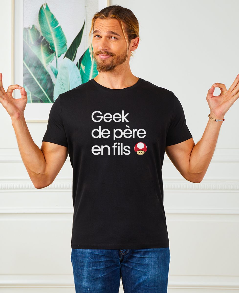 T-shirt homme Geek de père en fils - Cadeaux Papa, Geek & Jeux vidéo, Duo assortis