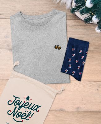 Coffret Pintes de bière (brodé) + Chaussettes Verre de vin