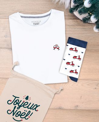 Coffret Tchin tchin (brodé) + Chaussettes Scooter vintage