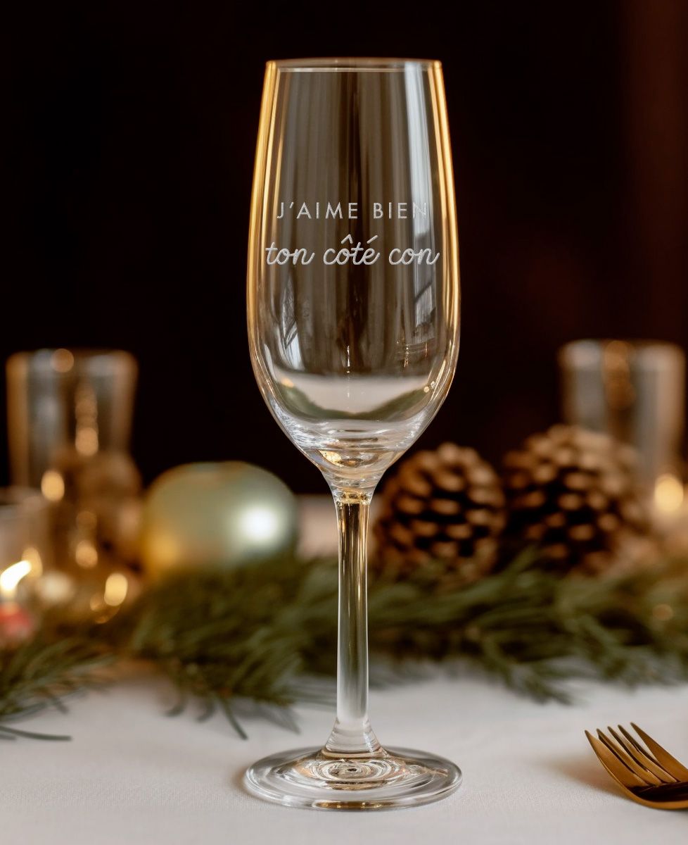 Flûte à champagne J'aime bien ton côté con - Mariage