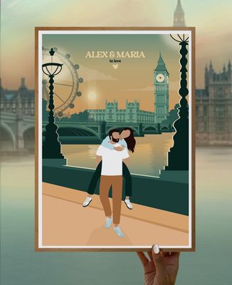 Poster Couple carrying on the back - Couple gifts