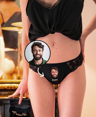 Tanga panties Customized name face and message inside - Couple gifts