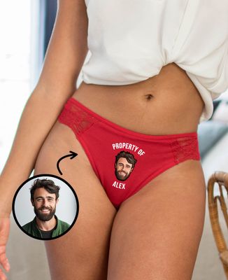 Tanga panties Property of face and message inside - Couple gifts