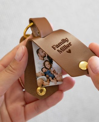 Key ring Family name and 2 personalized photos - Gifts for Dad, Mom's gifts, Papy's gift, Grandma's gifts