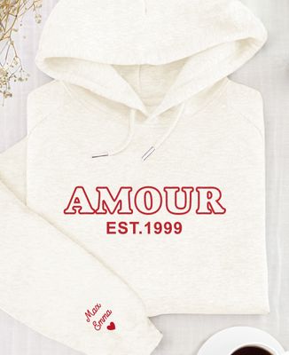Hoodie per lui Amore e nomi sulla manica