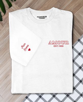 T-shirt per lui Amore e nomi sulla manica