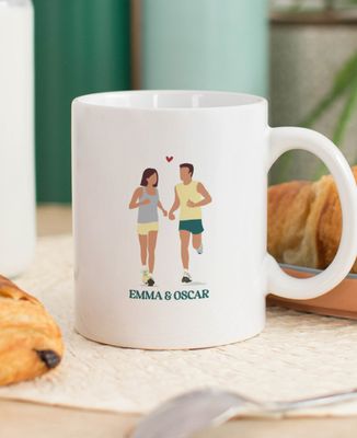 Mug Customized running couple - Sport, Couple gifts