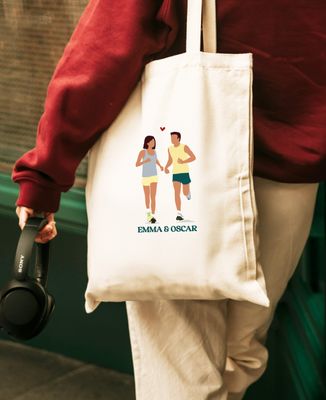 Tote Bag Personalisiertes Running Couple - Sport, Geschenke für Paare