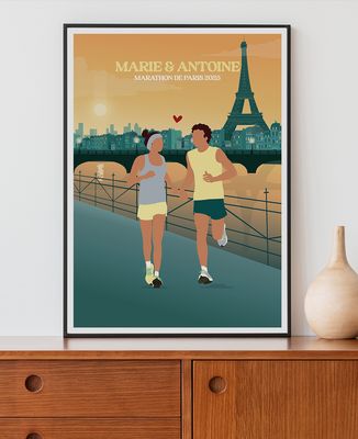 Poster Customized running couple - Sport, Couple gifts
