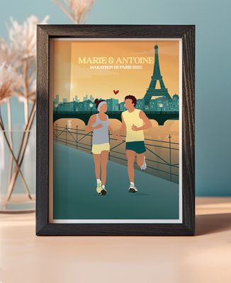 Cadre à poser Couple running personnalisé - Sport, Cadeaux Couple