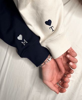 Duo Sweatshirt Initiale and personalized embroidered heart
